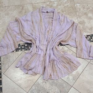 Free People Lavender and Beige Tunic